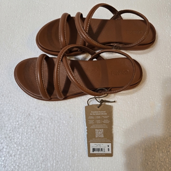 Women's Olukai® Tiare Strappy Slide Sandals Conac Brown Leather - Picture 5 of 5